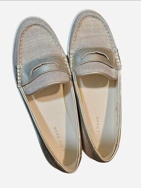 Cole Haan Metallic Canvas Penny Laofers